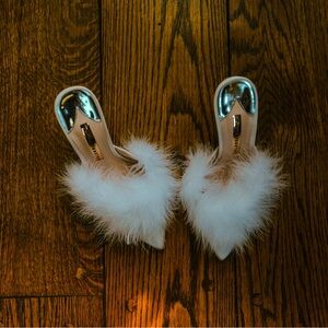 Sophia Webster Delicia Marabou Mule - bridal “Wifey for Lifey” shoe bottoms!